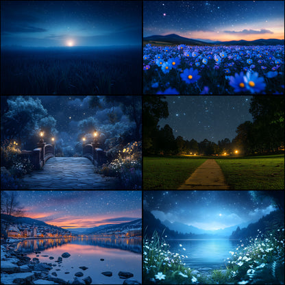 Starry Night Digital Backdrop Bundle, Dreamy Backgrounds for Photography, Celestial Photo Overlays, Magical Night Sky Scenes, LBXD