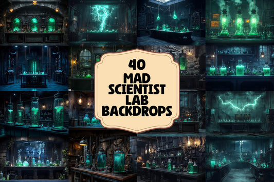 Mad Scientist Lab Backdrop, Dark Science Laboratory, Gothic Alchemy Room, Spooky Halloween Decor, Sci-Fi, Steampunk, Haunted Lab Backdrop