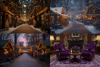 Purple Christmas Backdrops, Christmas Background, Digital Christmas Wallpapers, Photoshop, Photography Backdrops - 3:2 Ratio