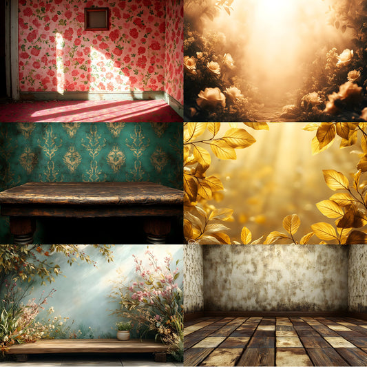 Vintage Sunlit Room Digital Backdrop, Wallpaper Backgrounds, Photography, Dreamy Photo Booth, High-Res Images
