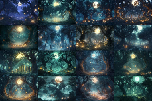 Haunting Witchs Forest Backdrops for Digital Art  Photography - Warm Inviting PNGs 00x00px for Creative Projects  Commercial Use