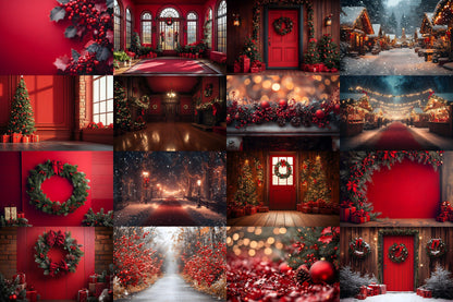 Christmas Backdrop, Digital Backdrop, Santa Christmas Backdrop For Kids Family, Festive Digital Download Christmas Background