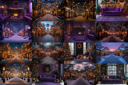 Purple Christmas Backdrops, Christmas Background, Digital Christmas Wallpapers, Photoshop, Photography Backdrops - 3:2 Ratio