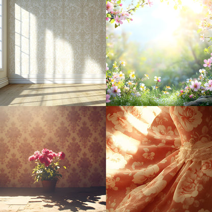 Vintage Sunlit Room Digital Backdrop, Wallpaper Photography Backgrounds, Cozy Interior Scene, High-Res Photo