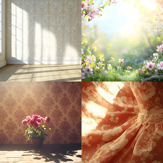 Vintage Sunlit Room Digital Backdrop, Wallpaper Photography Backgrounds, Cozy Interior Scene, High-Res Photo