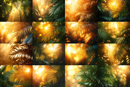 Palm Tree Glow Backdrops | Digital Backgrounds for Photoshop Composites & Cinematic Overlays, Wedding, Maternity Backdrop