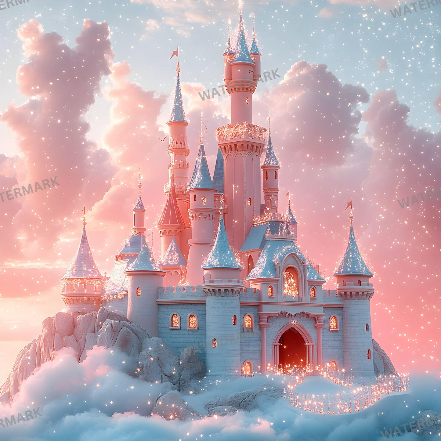 Fairytale Castle Digital Photography Backdrop Overlay for Studio Portraits 96x96px Enchanted Wallpaper Backgrounds