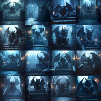 Gothic Gargoyle Digital Backdrops - Dark Fantasy Medieval Castle Scenes - Spooky Photo Composite Overlays - Halloween Gothic Backgrounds