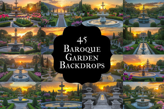 Baroque Garden Photoshop Backdrops ��������� Elegant Vintage Floral Backgrounds for Portrait Photography, Editing & Master Overlay Design