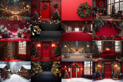 Christmas Backdrop, Digital Backdrop, Santa Christmas Backdrop For Kids Family, Festive Digital Download Christmas Background