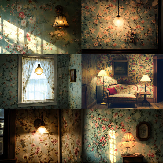 Vintage Wallpaper Room Digital Backdrop, Photography Backgrounds, Antique Interior Photo Prop, High-Res Image for Photographers