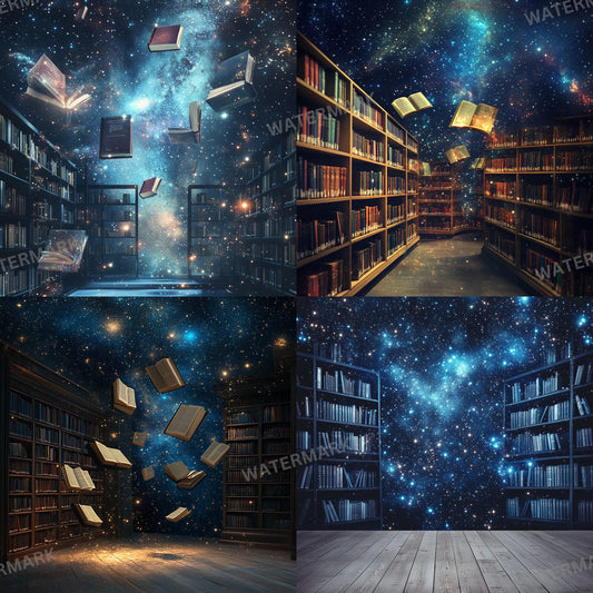 Cosmic Library Backdrop - Set of 9 Digital Backgrounds and Photoshop Overlays for Portraits, Fantasy, Magical, Wizarding School Backdrops