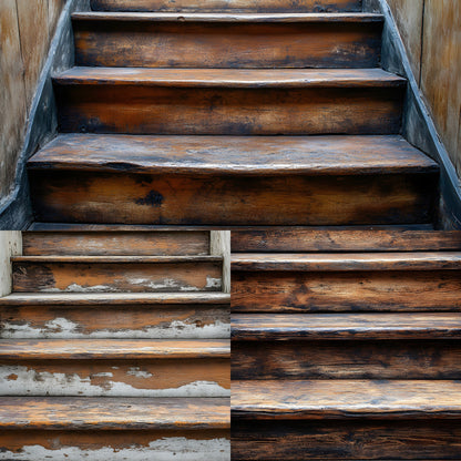 Rustic Wooden Stairs Digital Backdrop, Vintage Photography Background for Portrait Landscape, Fine Art Photography