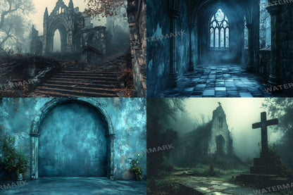 Gothic Backdrops for Photography, Dark Digital Backgrounds, Spooky Photoshop Overlays, Halloween Backdrops, Gothic Scenes & PNG Overlays