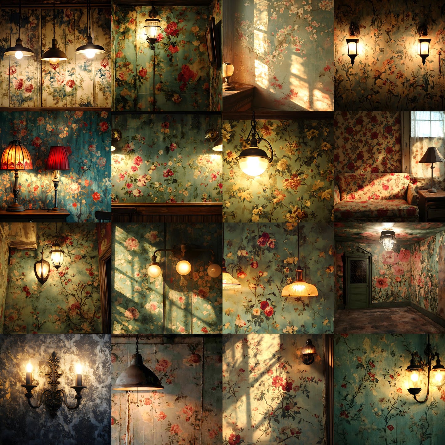 Vintage Wallpaper Room Digital Backdrop, Photography Backgrounds, Antique Interior Photo Prop, High-Res Image for Photographers