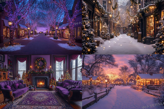 Purple Christmas Backdrops, Christmas Background, Digital Christmas Wallpapers, Photoshop, Photography Backdrops - 3:2 Ratio