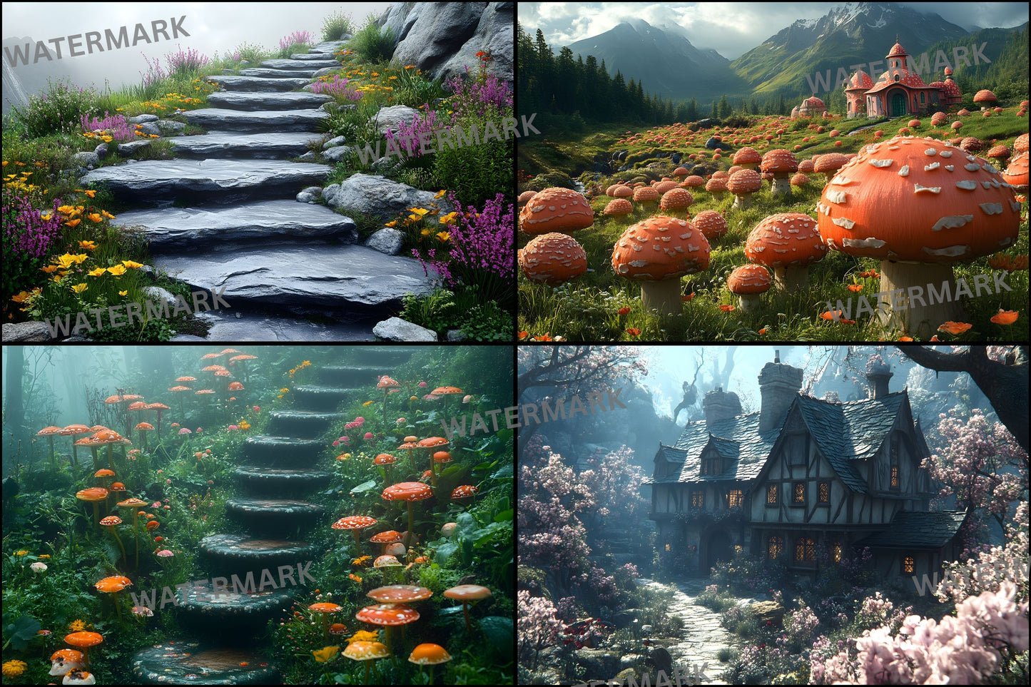 Alice in Wonderland Backdrop Set, Whimsical Digital Backgrounds for Photography, Fantasy Portrait Photography, Storybook Theme, Ratio