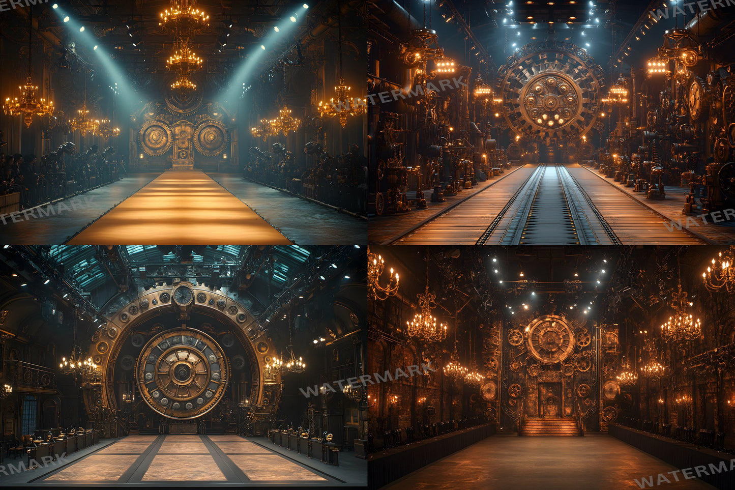 Steampunk Runway Backdrops - Digital Photography Backdrops, Maternity & Wedding Background, Studio Master Overlay, Fashion Show Stage