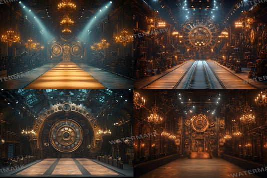 Steampunk Runway Backdrops - Digital Photography Backdrops, Maternity & Wedding Background, Studio Master Overlay, Fashion Show Stage