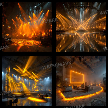 Yellow K-Pop Stage Digital Backdrop, Vibrant Music Show Background, Square Photo Booth Prop, Idol Concert Photography, Online Party Stream Image