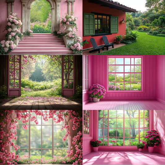 Royal Pink Garden Digital Backdrop, Photography Background, Floral Photo Booth, Springtime Scene, Portrait Photography, High-Res Images