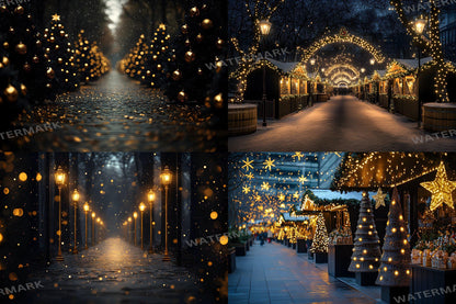 Black and Gold Christmas Backdrops: Luxury Christmas Background, Xmas, Photography Backdrops - Photoshop Digital Backdrops and Overlays