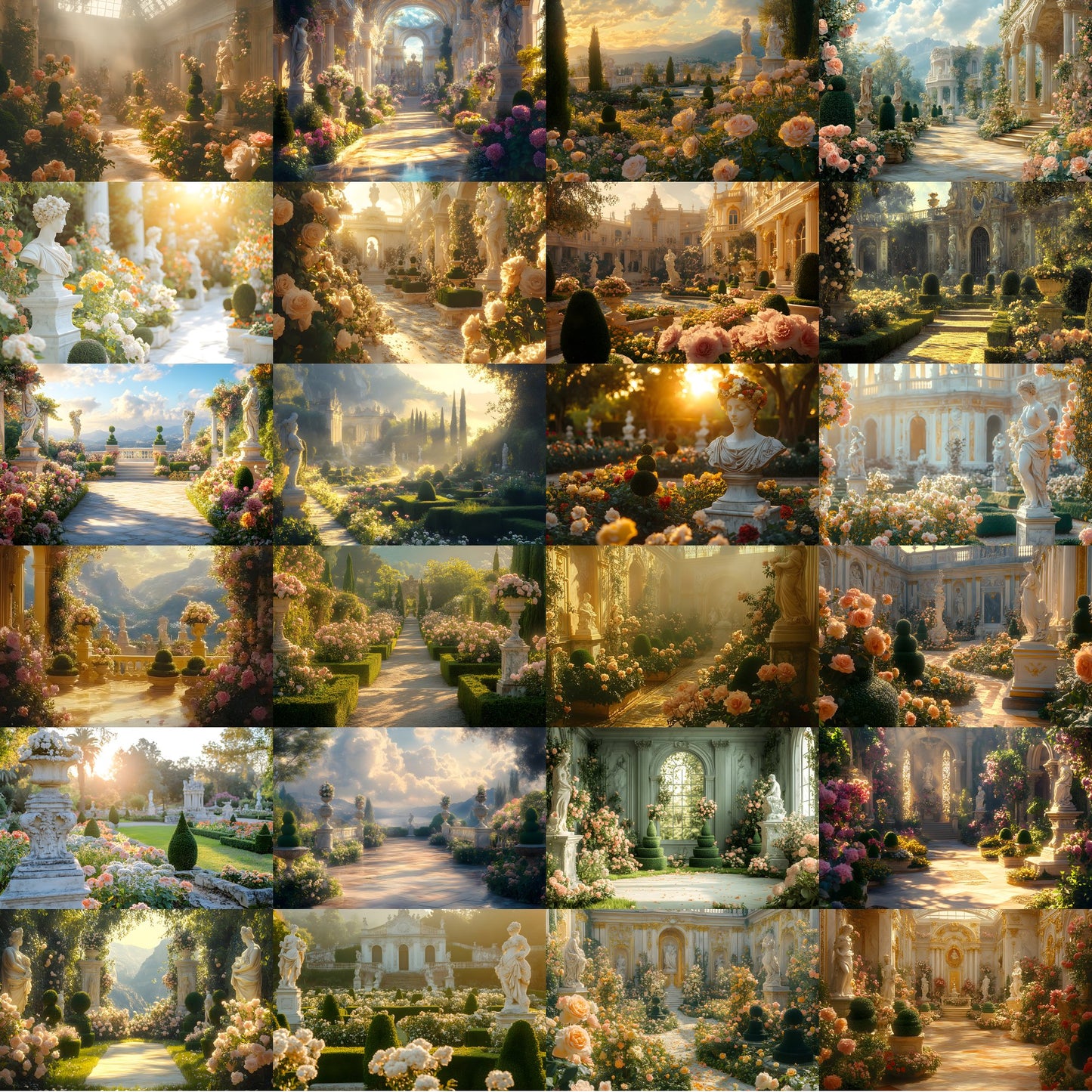 Baroque Garden Digital Backdrop Set, Topiary Photography Backgrounds, Lush Photo Overlays, Elegant Portrait Photography