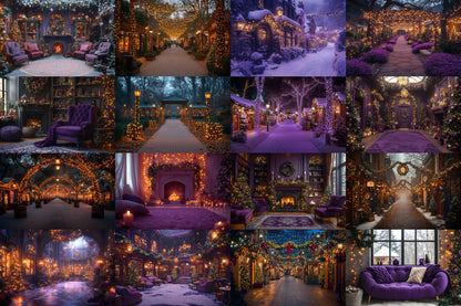 Purple Christmas Backdrops, Christmas Background, Digital Christmas Wallpapers, Photoshop, Photography Backdrops - 3:2 Ratio