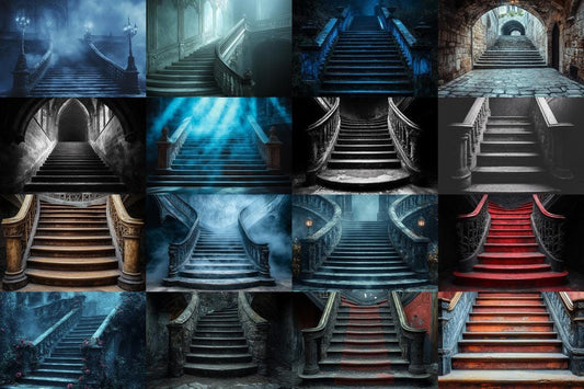 Dark Stone Staircase - Gothic Photography Backdrop - Photoshop Overlay - Haunted Background - Fantasy & Photo Editing - Gothic Backdrops