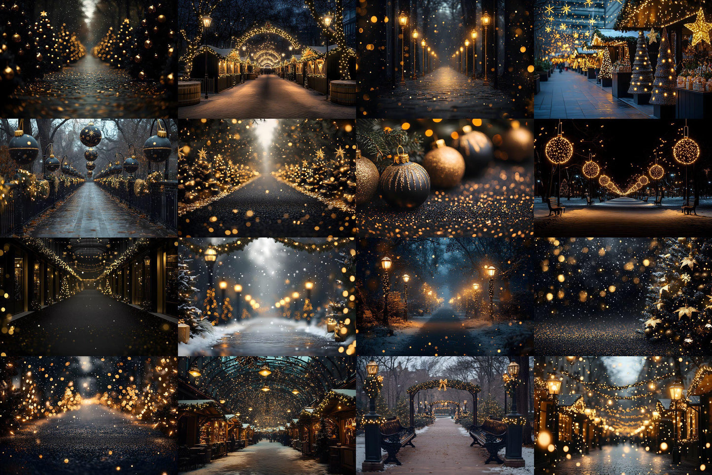 Black and Gold Christmas Backdrops: Luxury Christmas Background, Xmas, Photography Backdrops - Photoshop Digital Backdrops and Overlays