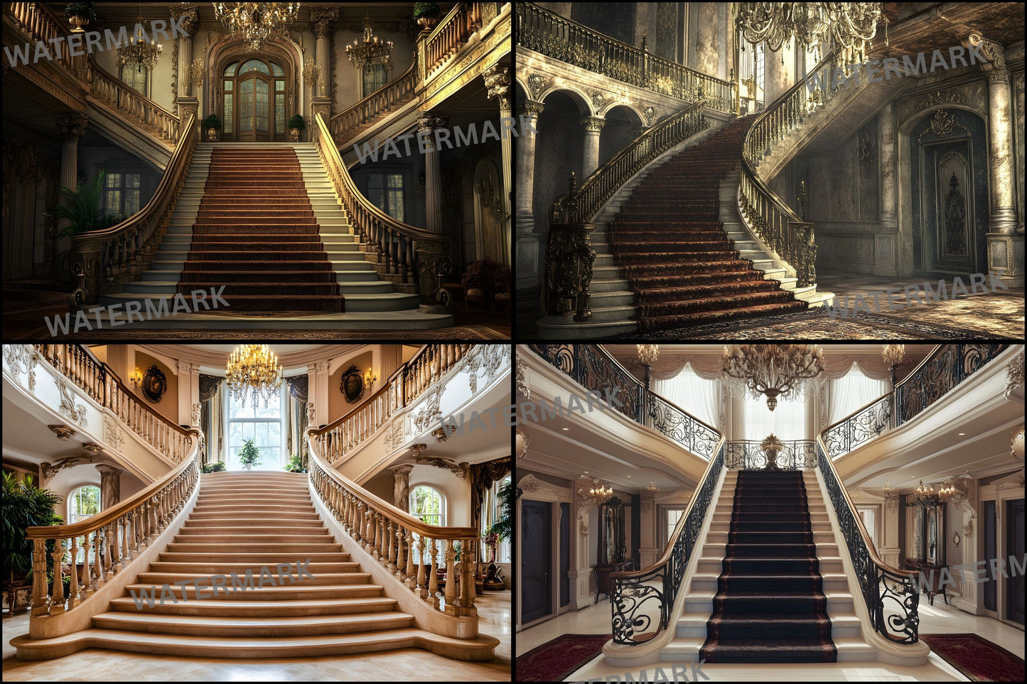 Grand Staircase Digital Backdrop, Interior Photography Background, Elegant Chateau Stairwell, Fantasy Castle Photo, Historic Hallway
