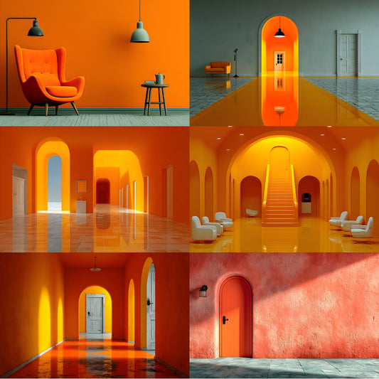 Orange Photography Backdrop, Solid Color Photo Background, Digital Download for Portrait, Vibrant Room Scene