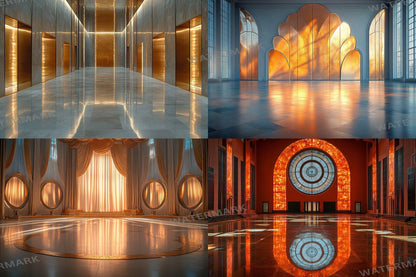 Art Deco Mirror Backdrop: 4PNGs for Vintage Glamour Photography, 19s Style Props, Elegant Reflection Digital Backdrops