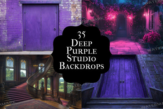 Deep purple textured digital backdrops for portrait photography, grunge PNG overlays, studio photo backgrounds, moody composite editing