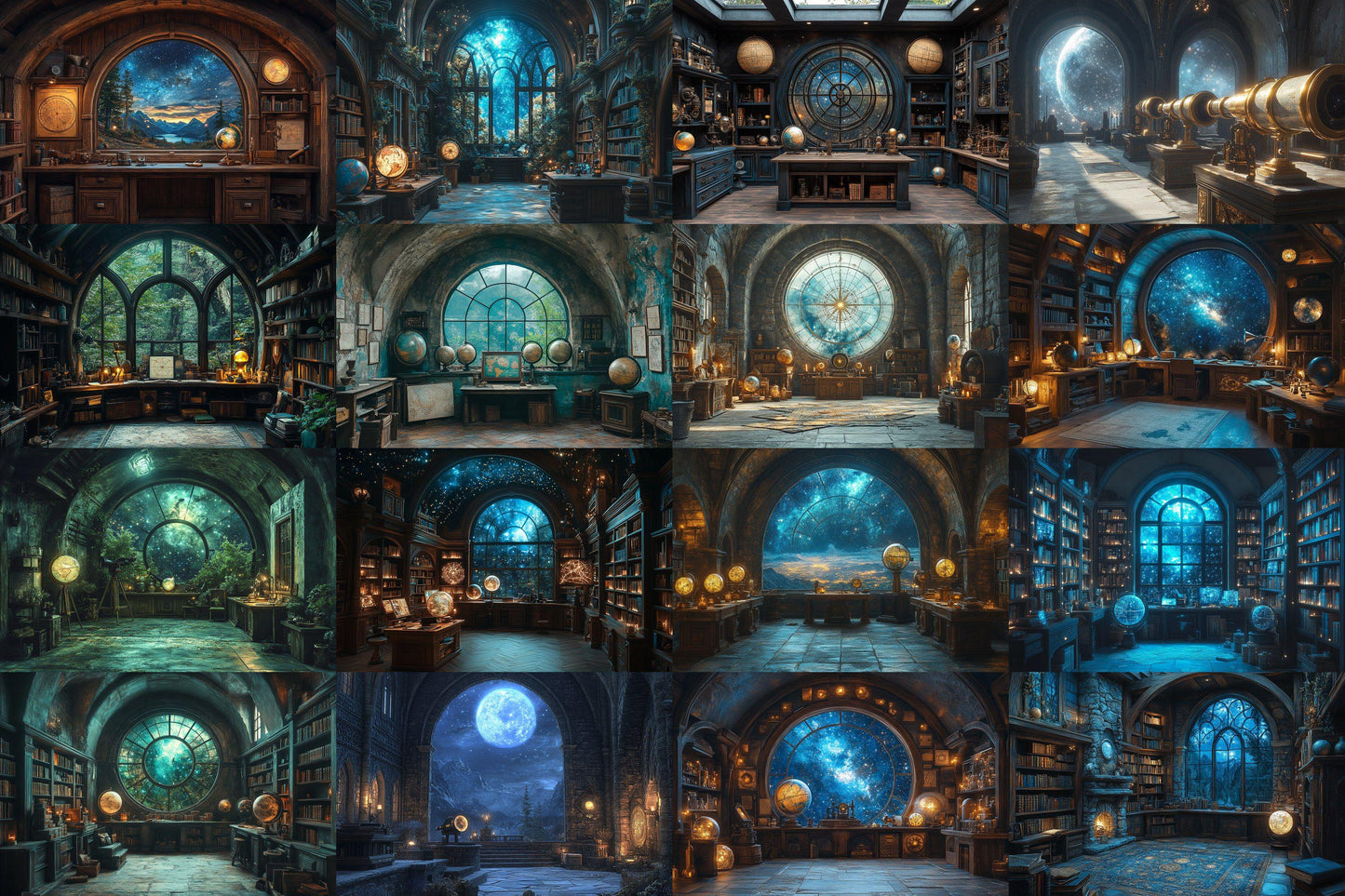 Celestial Witch's Observatory Backdrops - Mystical Astronomy Photography Backgrounds - Magical Night Sky Scenes - School of Wizarding Images