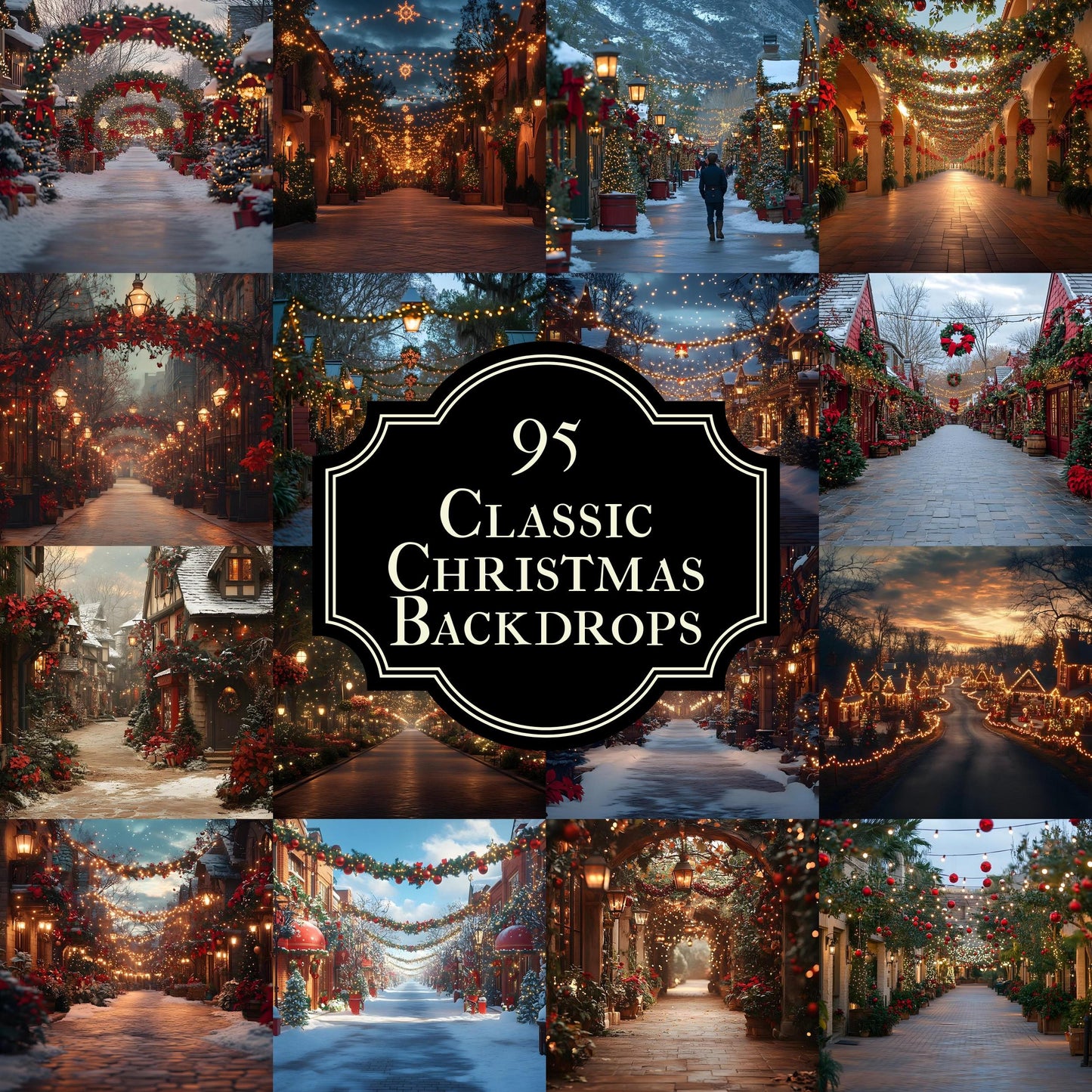 Classic Christmas Backdrops, Digital Backdrop, Santa Christmas Backdrop For Kids Family, Festive Digital Download Christmas Background