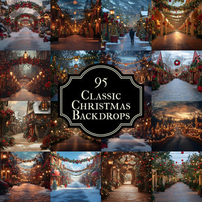 Classic Christmas Backdrops, Digital Backdrop, Santa Christmas Backdrop For Kids Family, Festive Digital Download Christmas Background