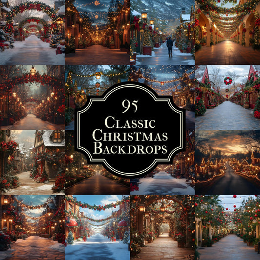 Classic Christmas Backdrops, Digital Backdrop, Santa Christmas Backdrop For Kids Family, Festive Digital Download Christmas Background