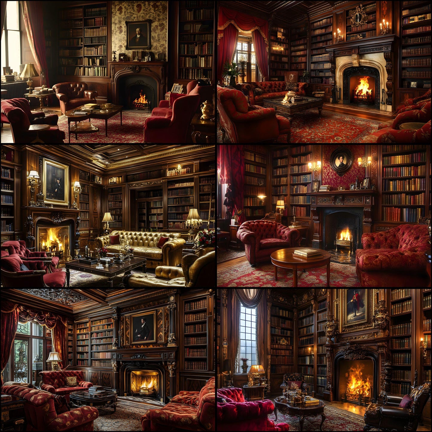 Century London Club Backdrops - 16 JPGs | Victorian Study Digital Backgrounds, Old English Library Photo Props