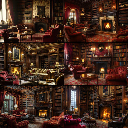 Century London Club Backdrops - 16 JPGs | Victorian Study Digital Backgrounds, Old English Library Photo Props