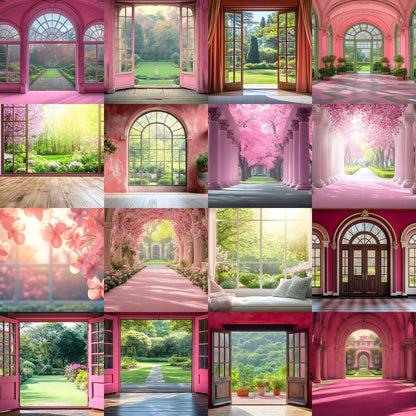Royal Pink Garden Digital Backdrop, Floral Photography Background, Princess Portrait Scene, Photo Prop, Fairytale Garden Download