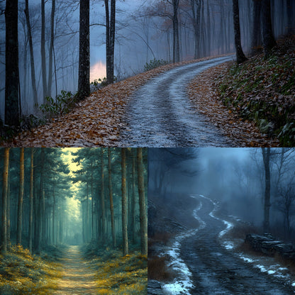 Wooded Trail Dusk Digital Backdrop, Enchanted Forest Background, Photography, Scenic Photo Overlay, Fantasy Portrait, Nature Scene