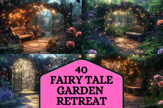 Fairy Tale Garden Retreat - Fairy Photography Backdrops - Photoshop - Fairy Backgrounds - Master Overlay - Photo Editing - Fairy Backdrop