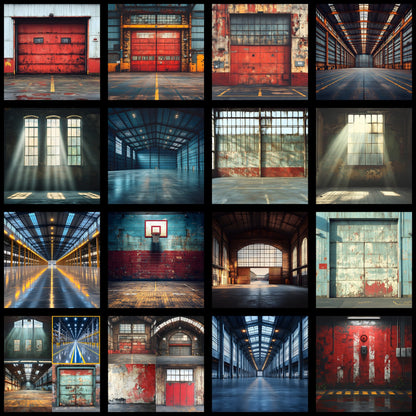 Warehouse Sports Digital Backdrop, Industrial Sports Background, Photography Prop, Sports Team Photo, Graffiti Warehouse Digital Image