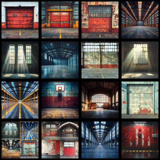 Warehouse Sports Digital Backdrop, Industrial Sports Background, Photography Prop, Sports Team Photo, Graffiti Warehouse Digital Image