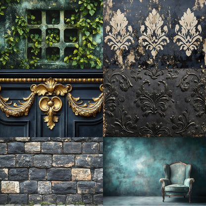 Vintage Black Textured Wall Digital Backdrop, Dark Photography Background for Portrait, Moody Fine Art Texture