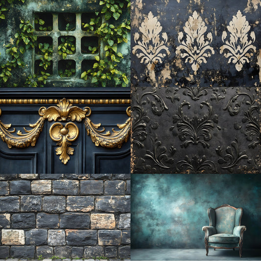 Vintage Black Textured Wall Digital Backdrop, Dark Photography Background for Portrait, Moody Fine Art Texture