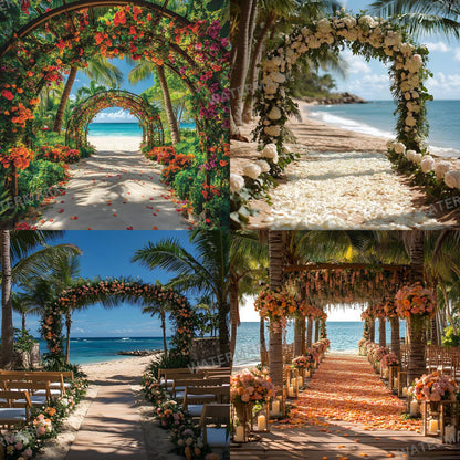 Tropical Wedding Digital Backdrops, Photoshop Composites, Master Overlay Bundle, Beach Wedding Backgrounds - Tropical Destination Wedding