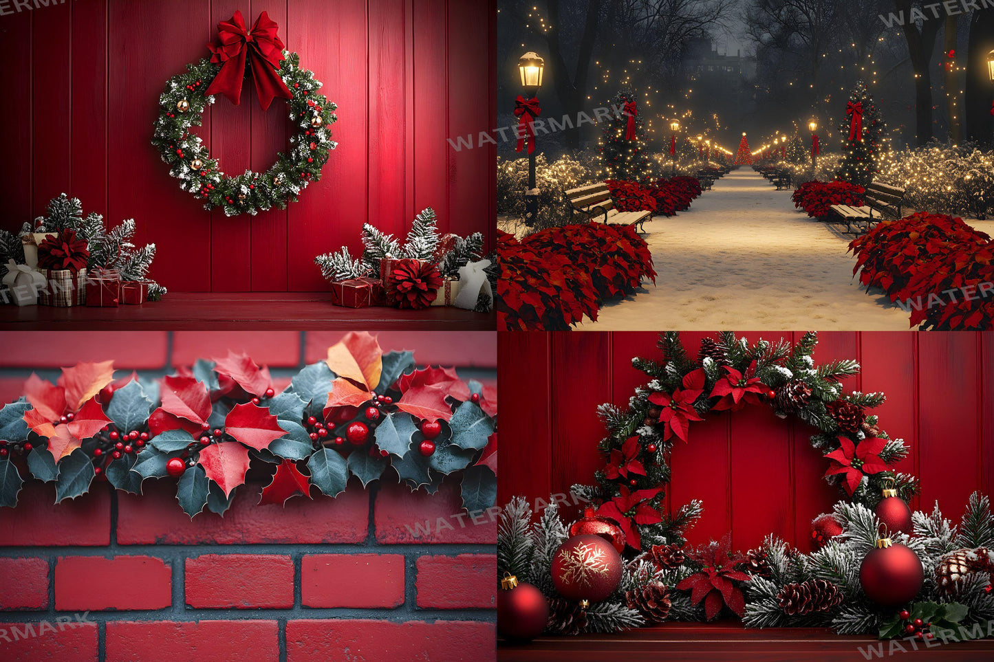 Christmas Backdrop, Digital Backdrop, Santa Christmas Backdrop For Kids Family, Festive Digital Download Christmas Background