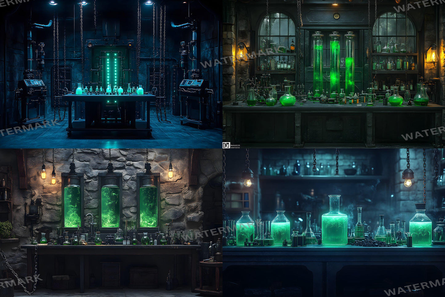 Mad Scientist Lab Backdrop, Dark Science Laboratory, Gothic Alchemy Room, Spooky Halloween Decor, Sci-Fi, Steampunk, Haunted Lab Backdrop